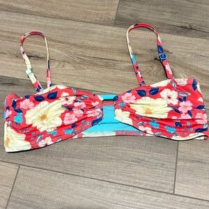 Aerie Ring Floral‎ Bandeau Bikini Top resort red size XL